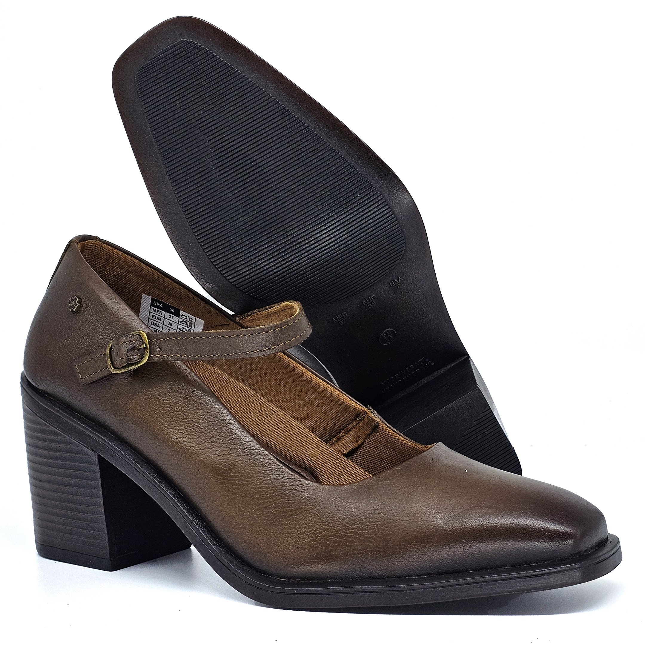 Sapato Feminino KSS001 Couro Terracota Ferrugem Marrom 4