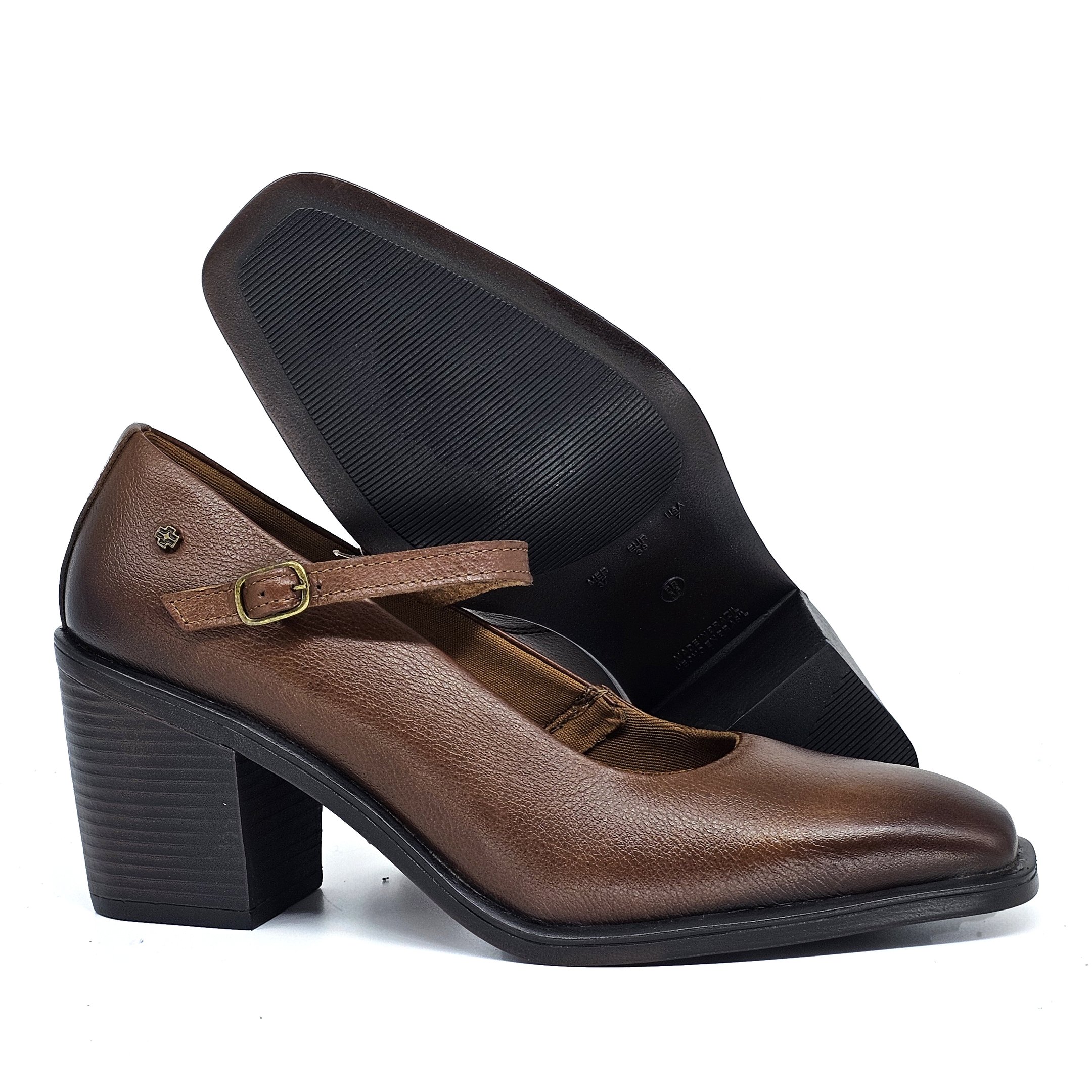 Sapato Feminino KSS001 Couro Mogno Ferrugem Marrom 4