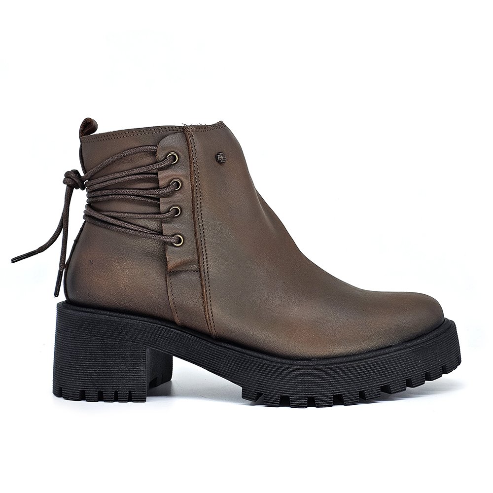 Bota Feminina MUN031E Couro Mogno Café