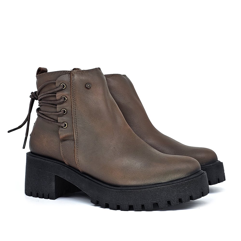 Bota Feminina MUN031E Couro Mogno Café Marrom 2