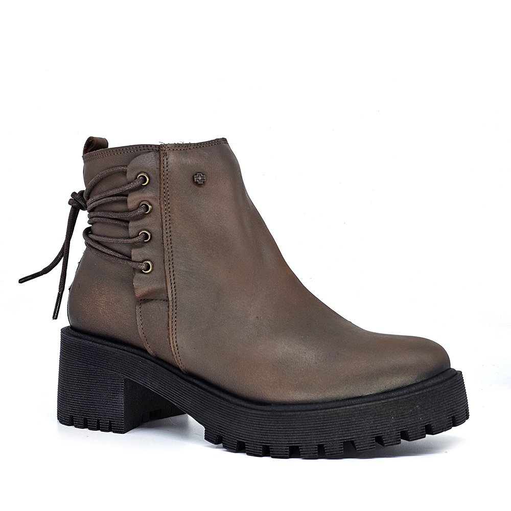 Bota Feminina MUN031E Couro Mogno Café Marrom 4