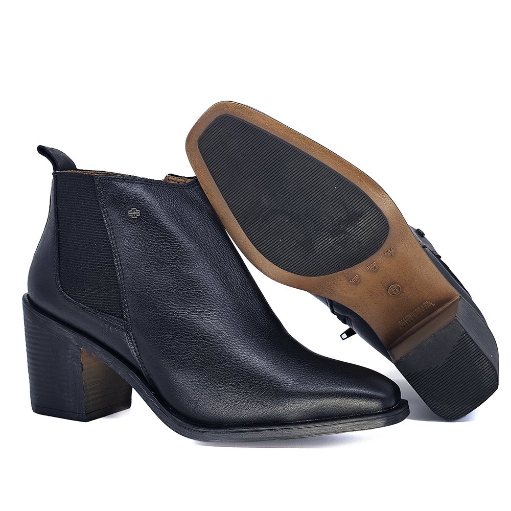 Bota Feminina OKL003 Couro Preto Preto 4