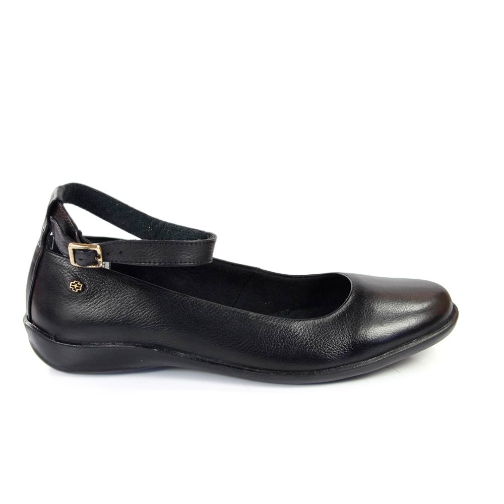 Sapatilha Feminina ANG1013 Couro Preto Lustro