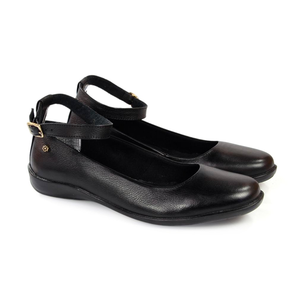 Sapatilha Feminina ANG1013 Couro Preto Lustro Preto 2