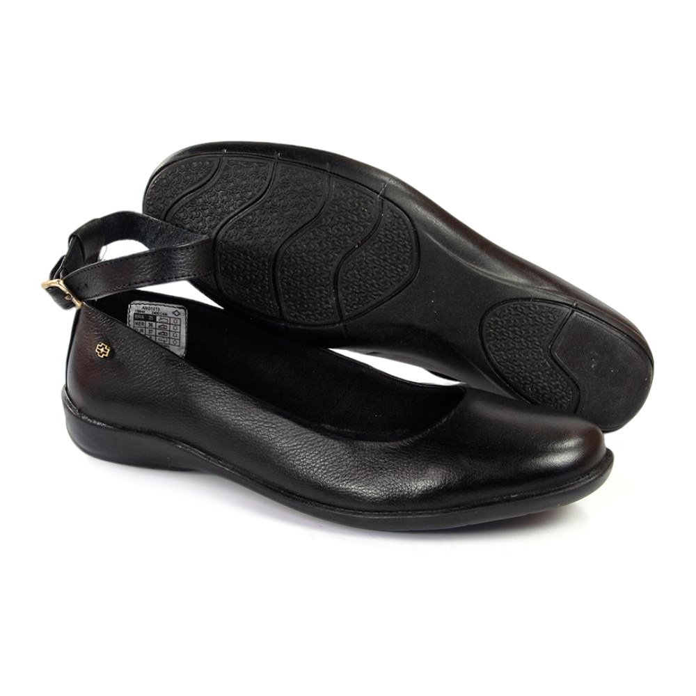 Sapatilha Feminina ANG1013 Couro Preto Lustro Preto 3
