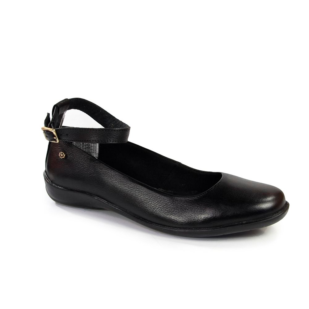 Sapatilha Feminina ANG1013 Couro Preto Lustro Preto 4