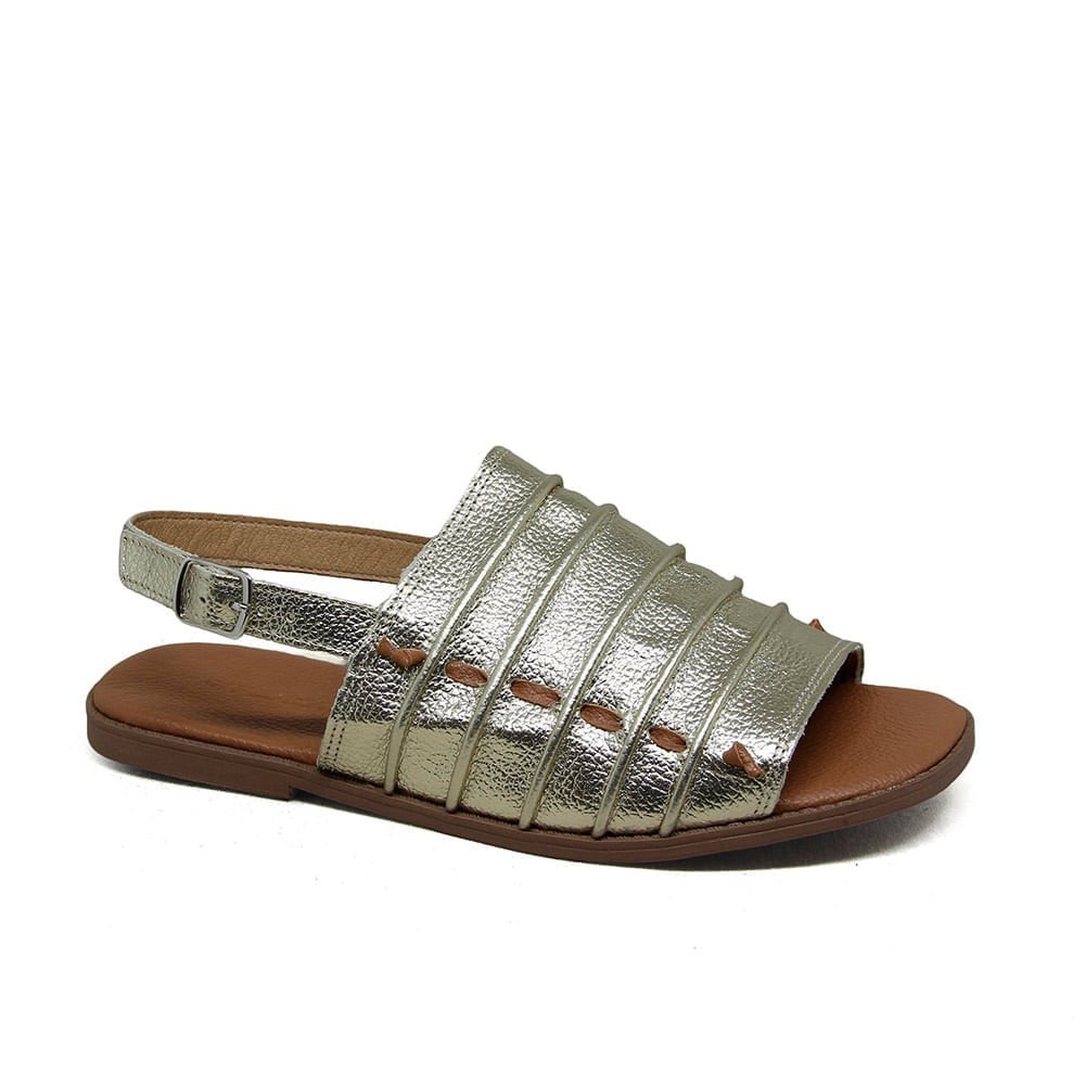 Sandália Masculina BEL0531 couro ouro castor Prata 2