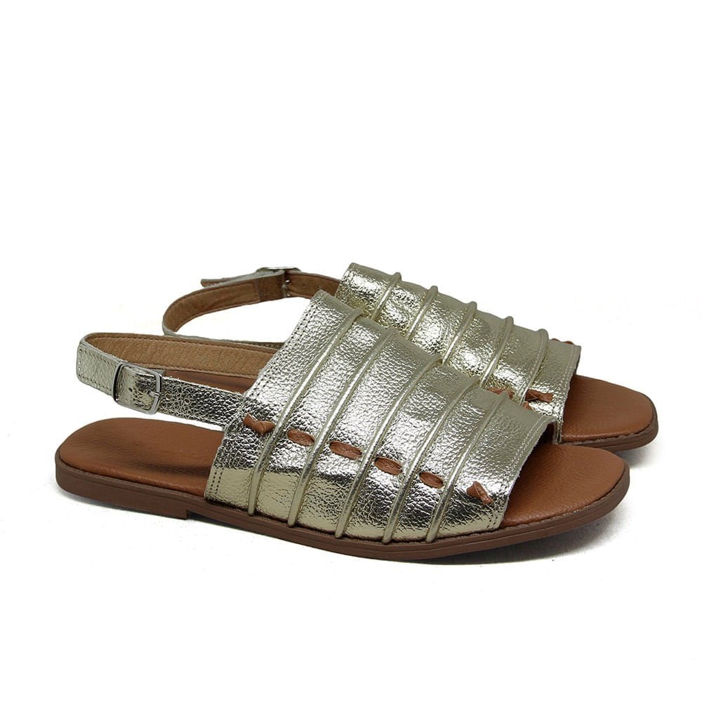 Sandália Masculina BEL0531 couro ouro castor Prata 3