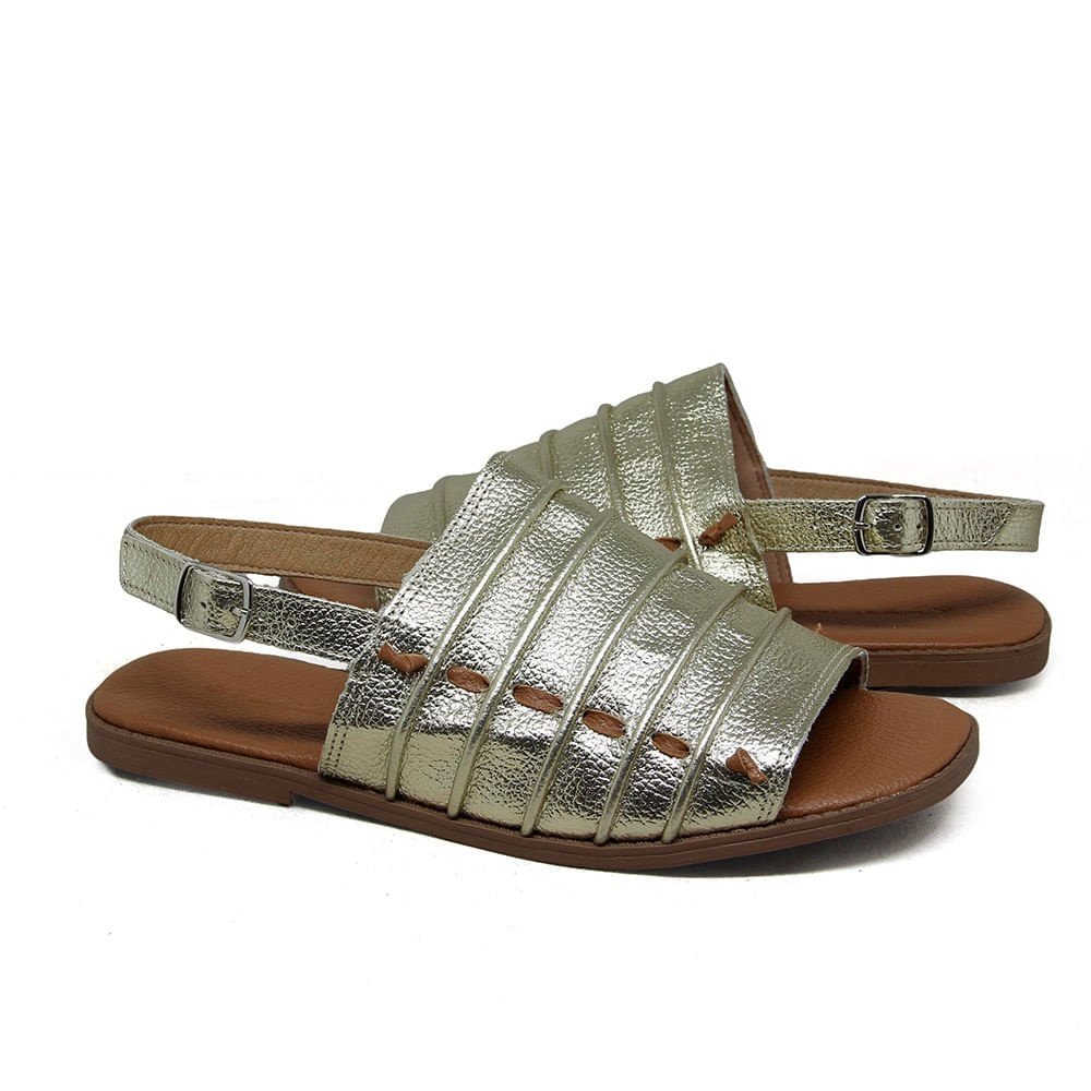 Sandália Masculina BEL0531 couro ouro castor Prata 4