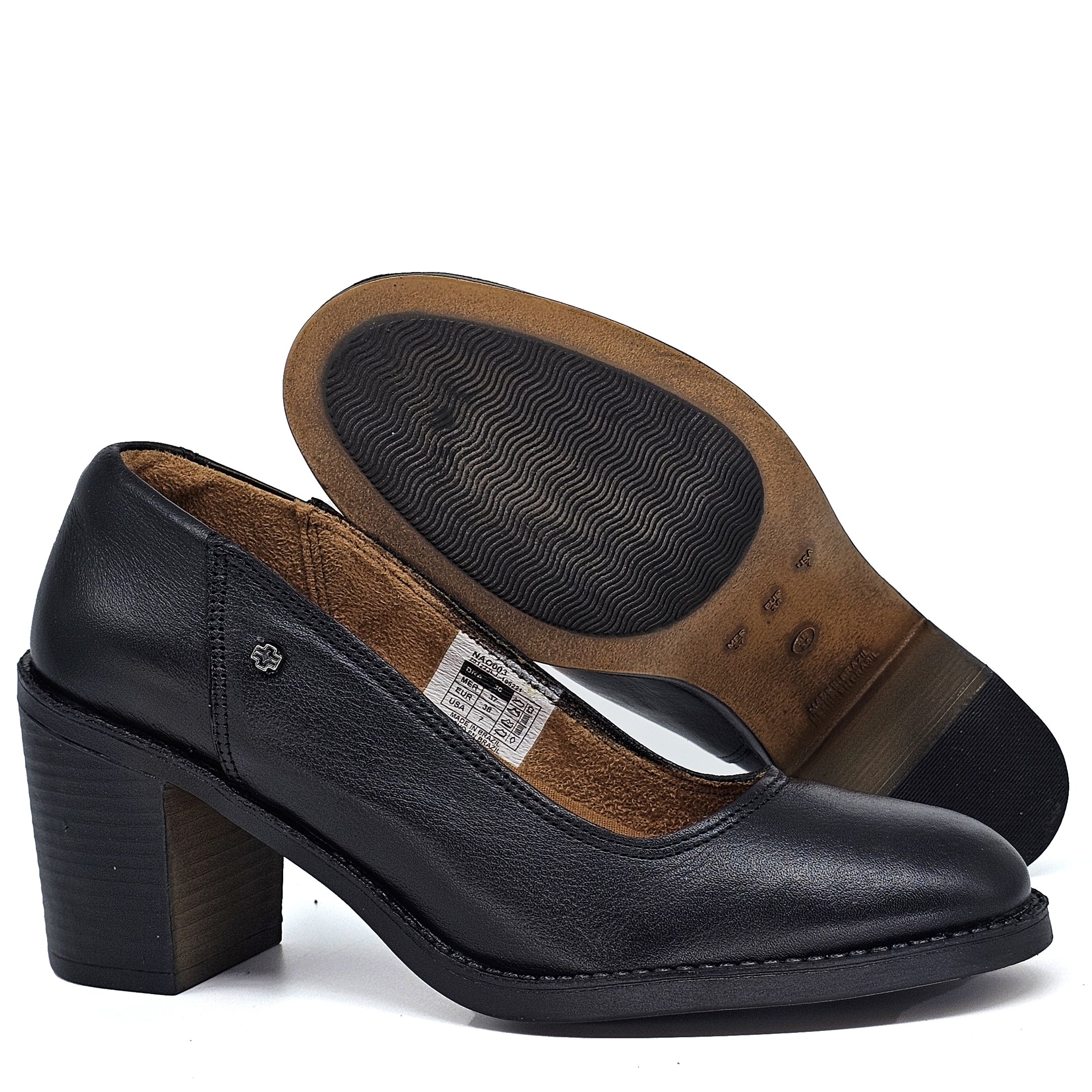 Sapato Feminino NAO003 Couro Preto Preto 4