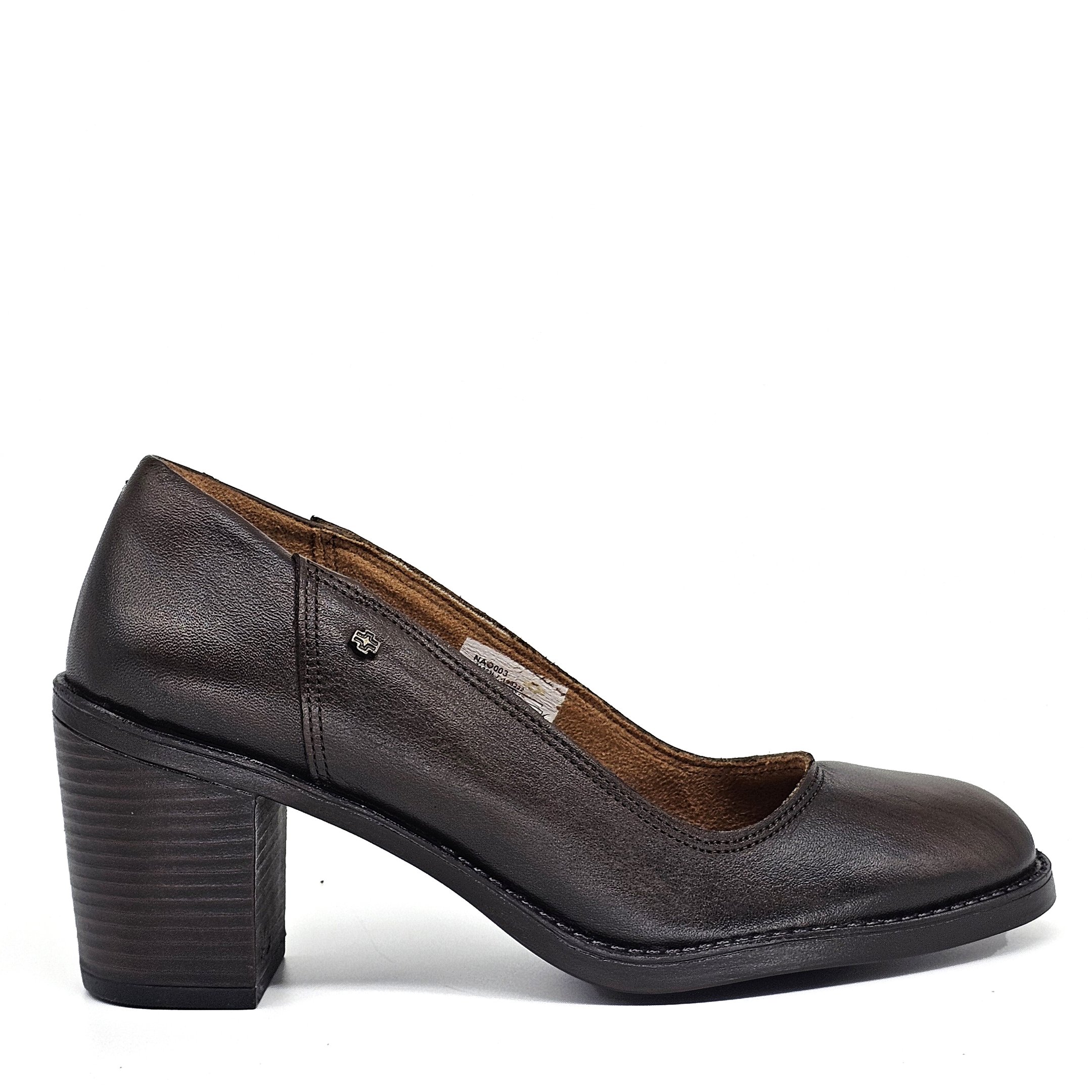 Sapato Feminino NAO003 Couro Terracota Preto