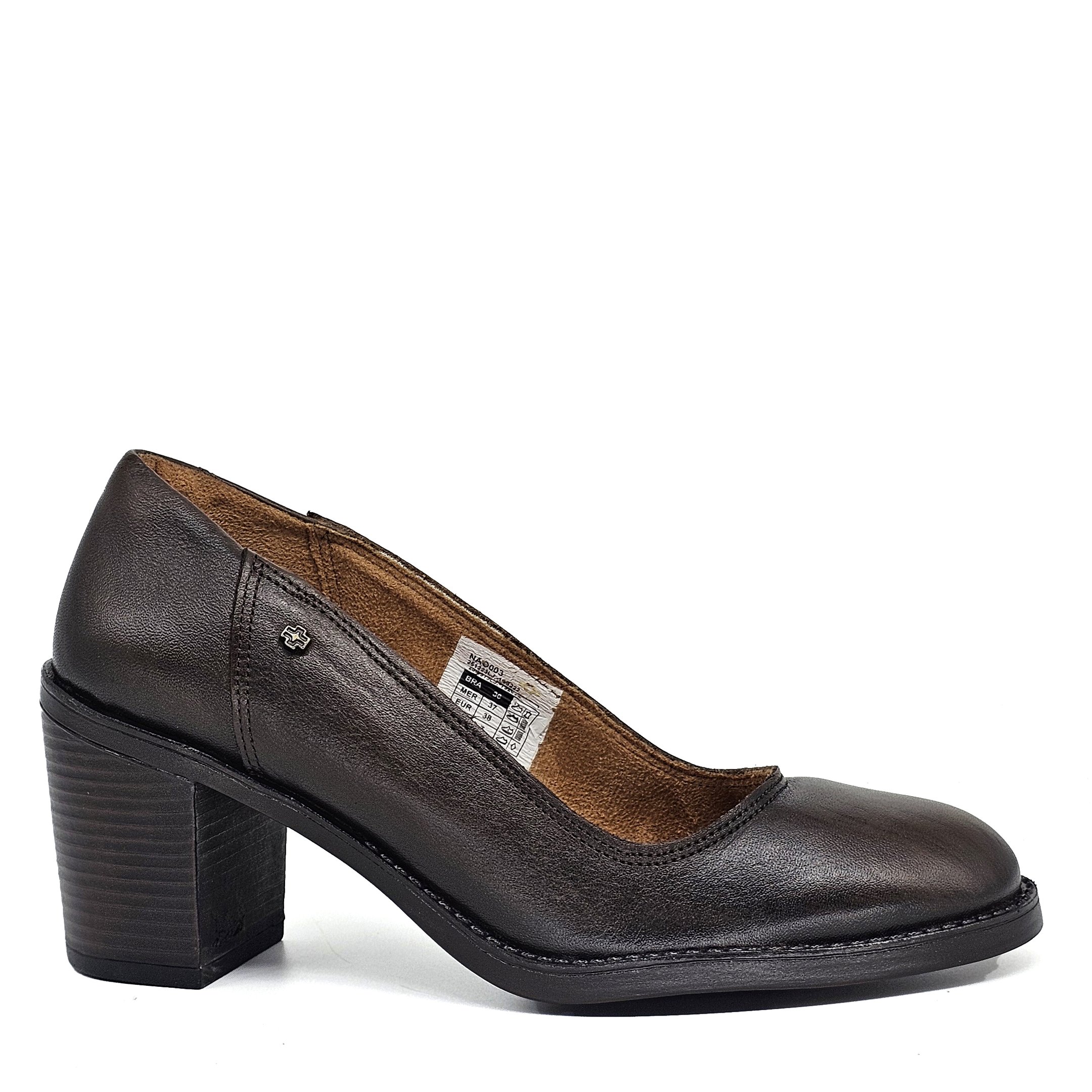 Sapato Feminino NAO003 Couro Terracota Preto Preto 2