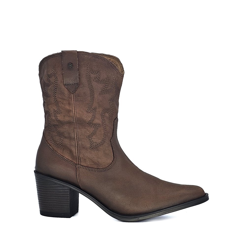 Bota Feminina NWE007 Couro Mogno Velutto Cafe
