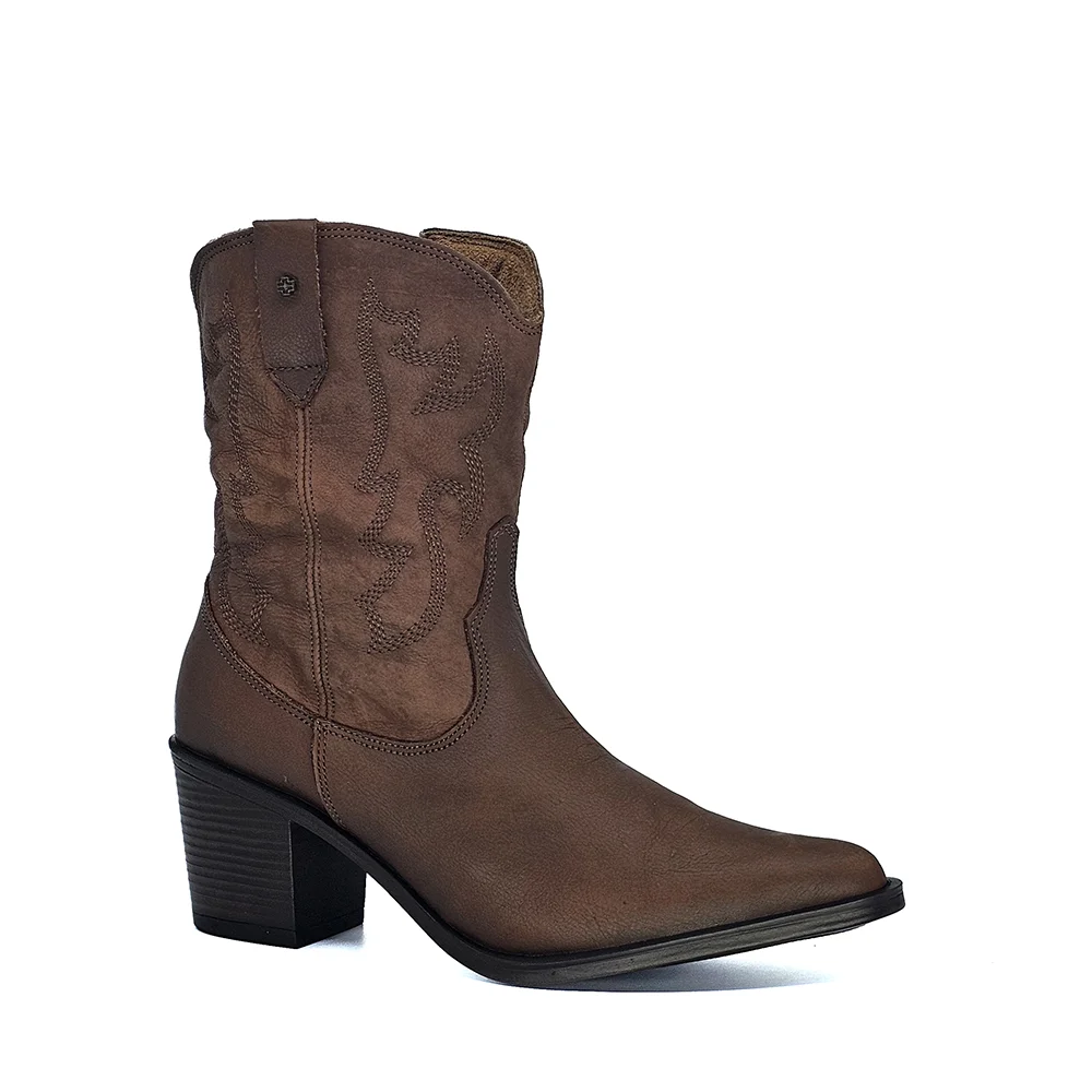 Bota Feminina NWE007 Couro Mogno Velutto Cafe Marrom 2