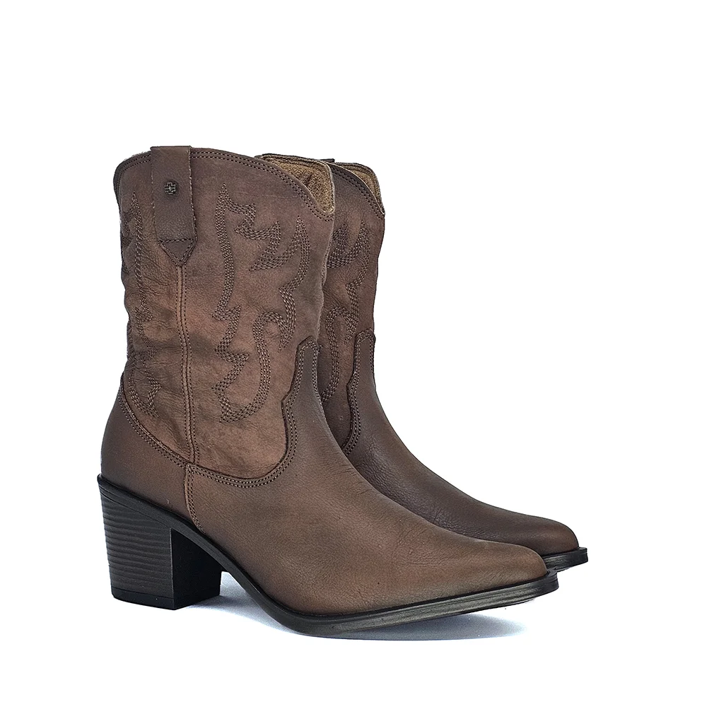 Bota Feminina NWE007 Couro Mogno Velutto Cafe Marrom 3