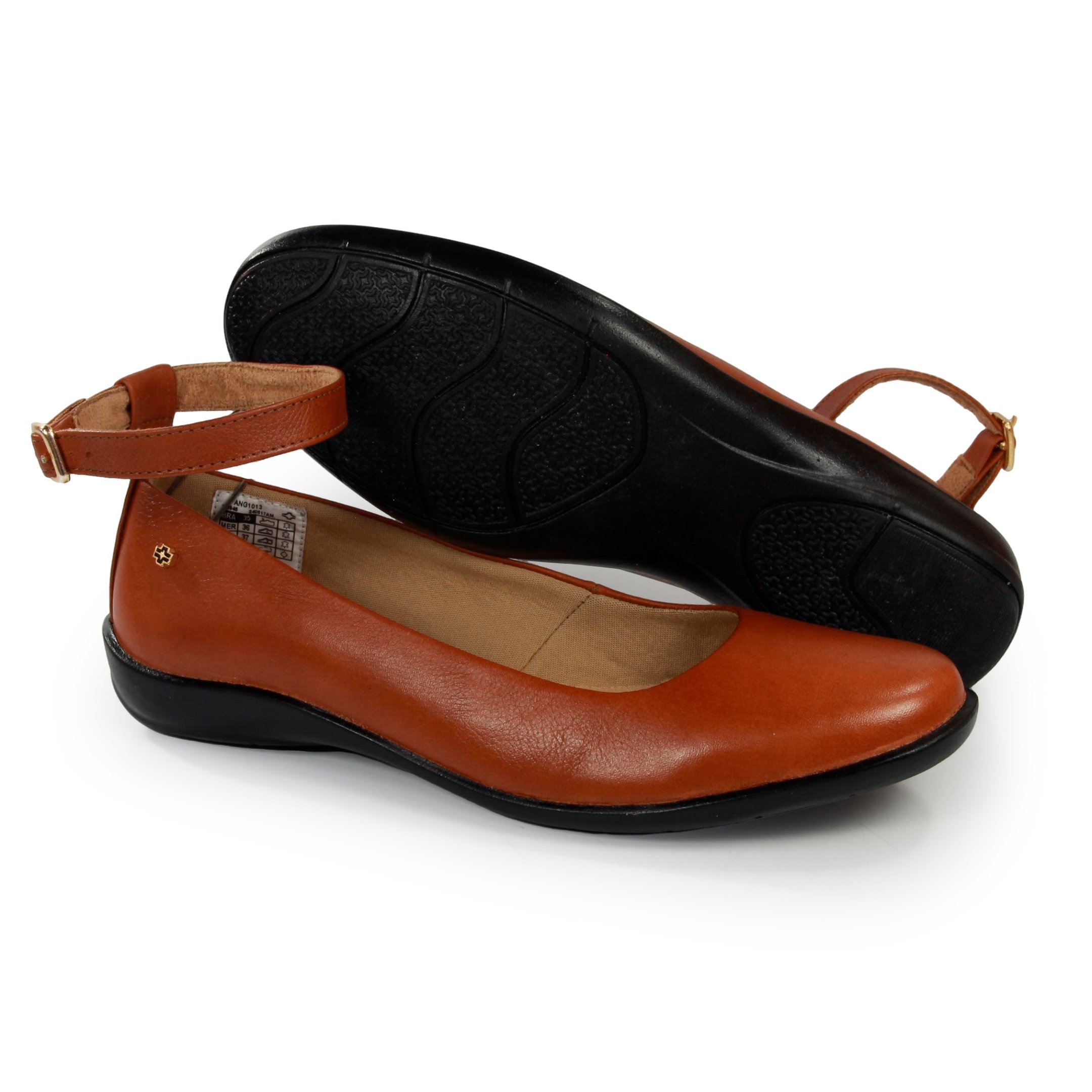 Sapatilha Feminina ANG1013 Couro Tan Lustro Marrom 3