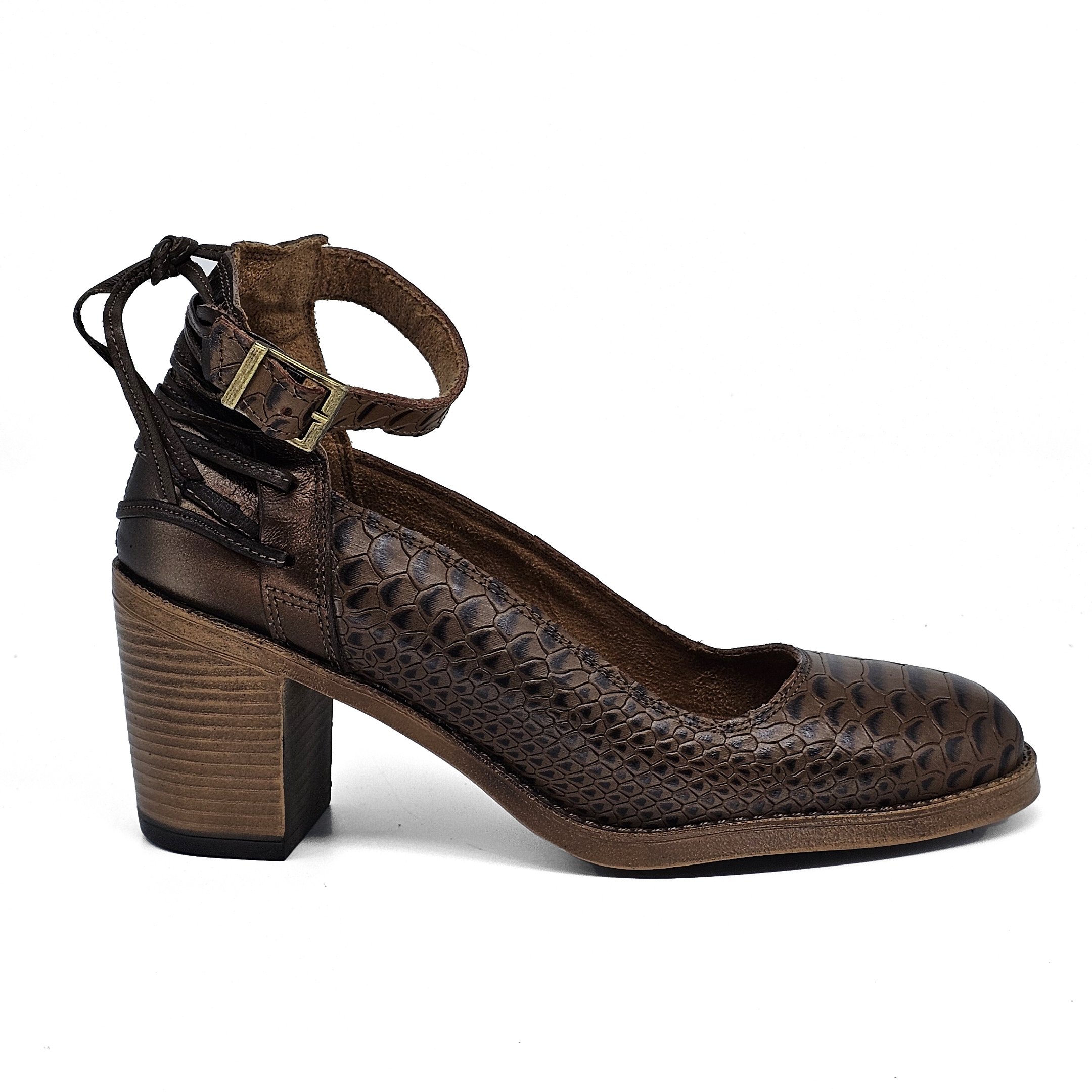 Sapato Feminino NAO004V Couro Anac Cafe Bronze Terracota