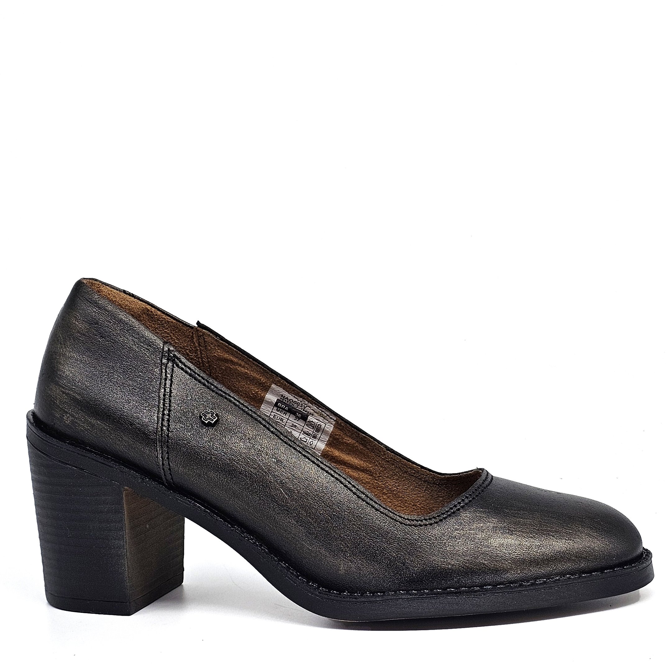 Sapato Feminino NAO003V Couro Metal Onix Preto Preto 2