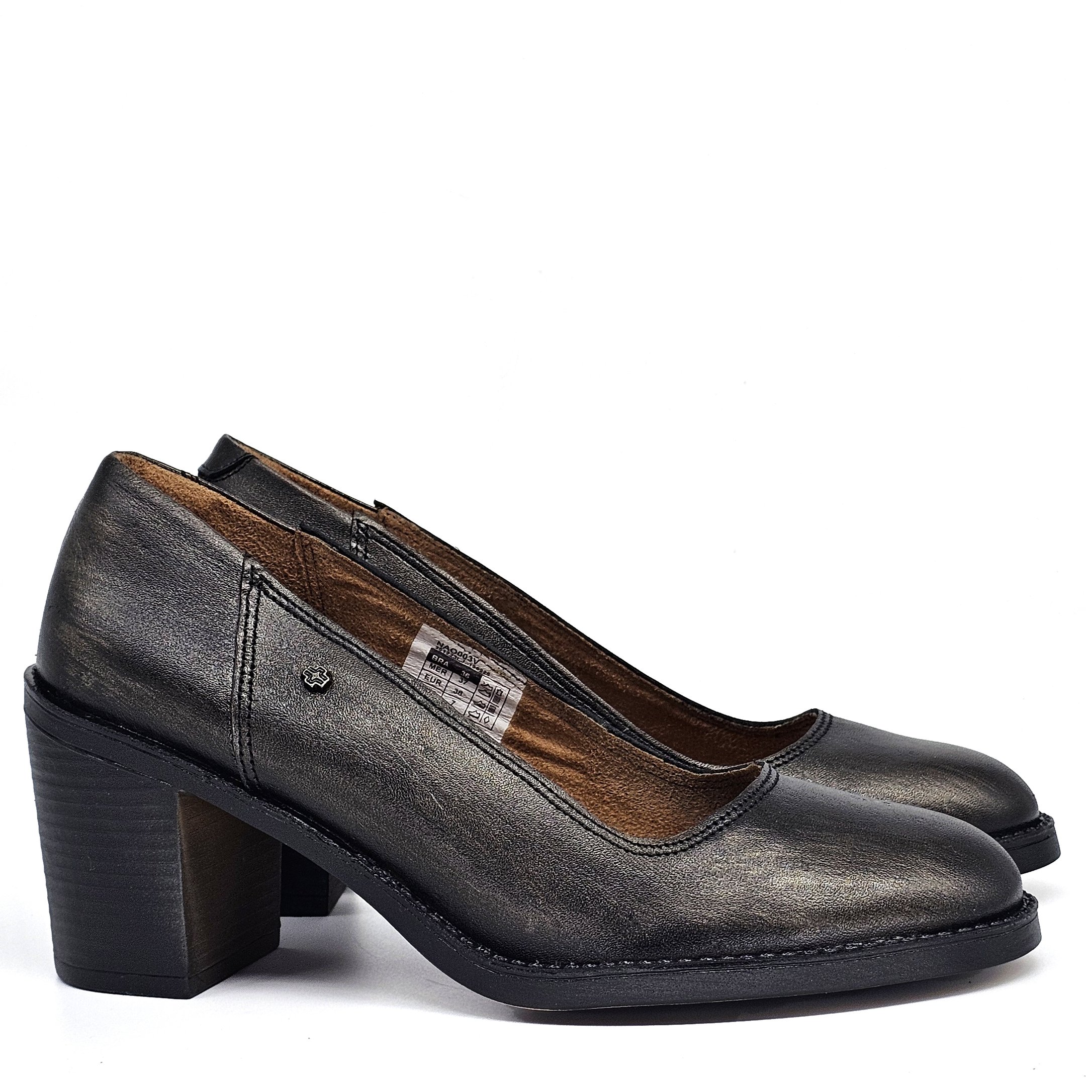 Sapato Feminino NAO003V Couro Metal Onix Preto Preto 3