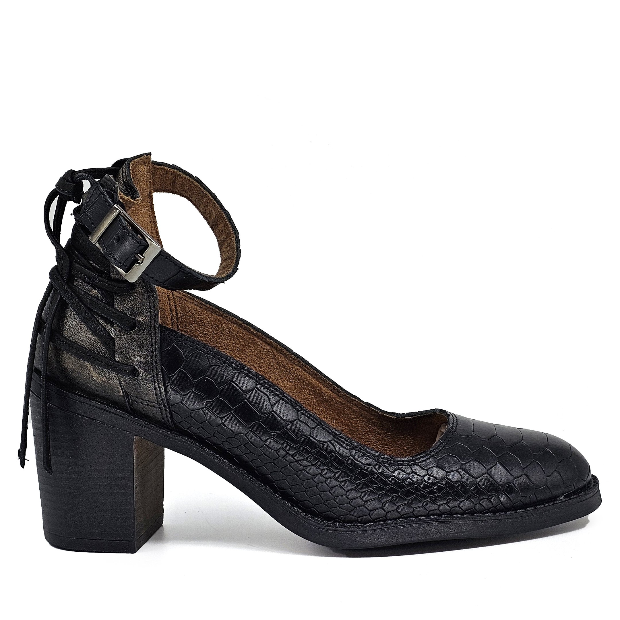 Sapato Feminino NAO004V Couro Anac Preto Onix Preto