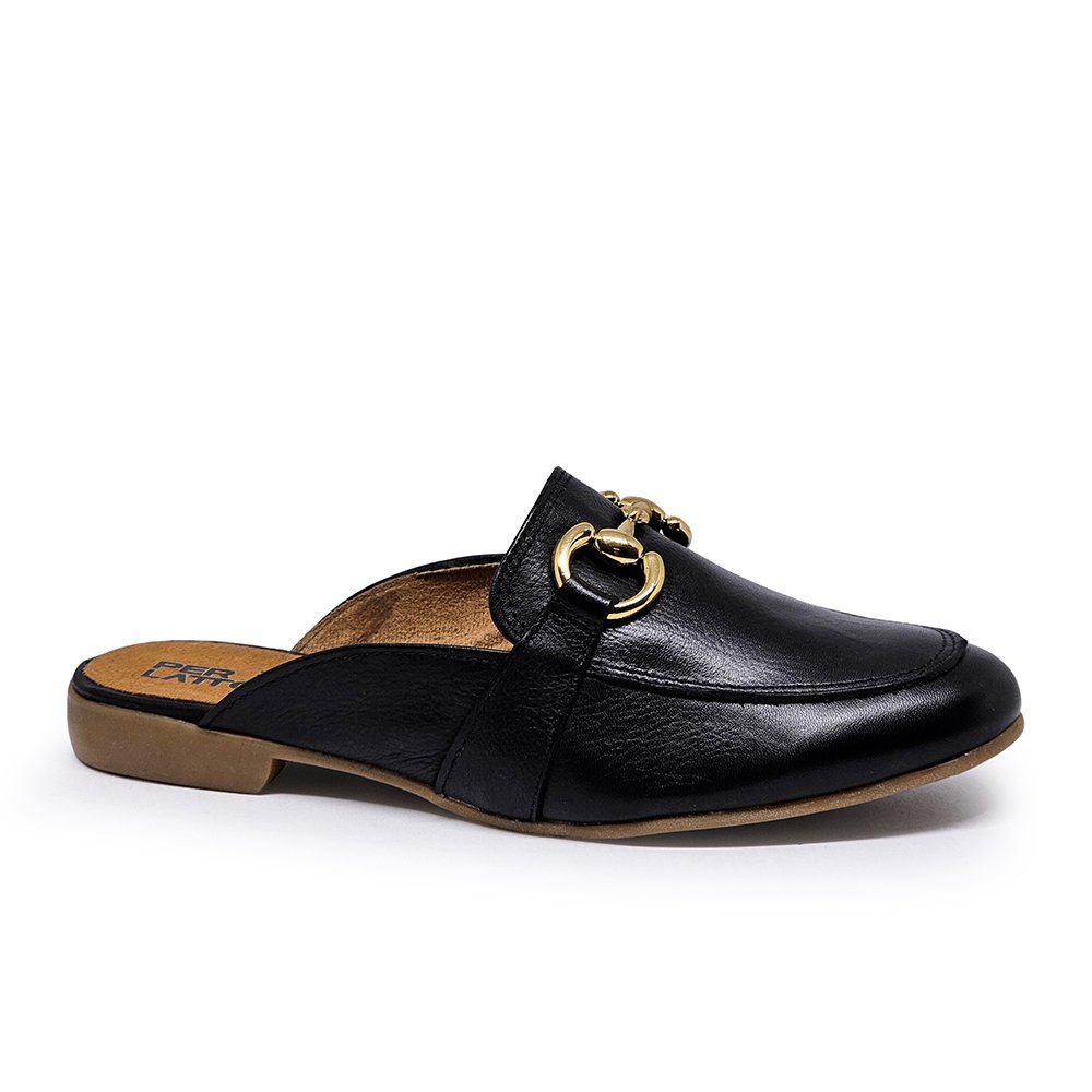 Mule Feminina TRO005 Couro Preto Lustro Preto 5