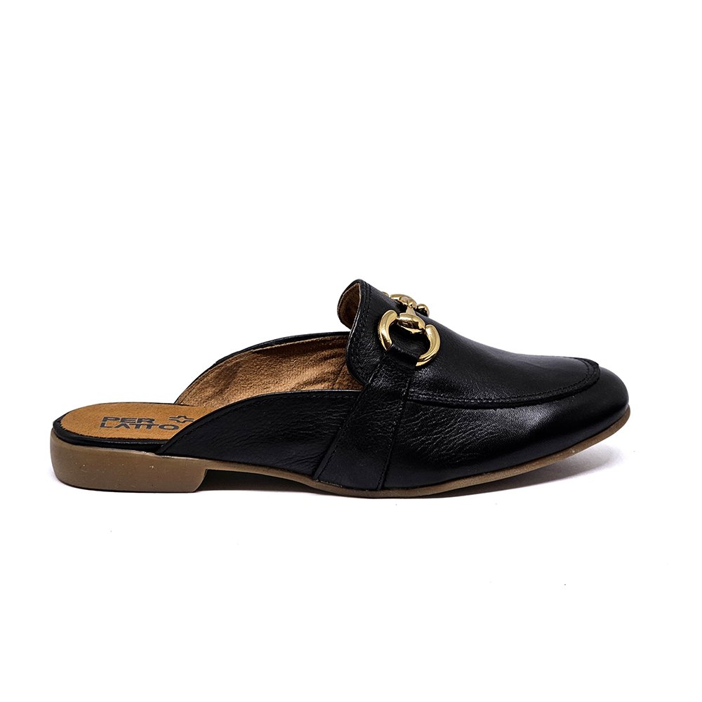 Mule Feminina TRO005 Couro Preto Lustro Preto 8