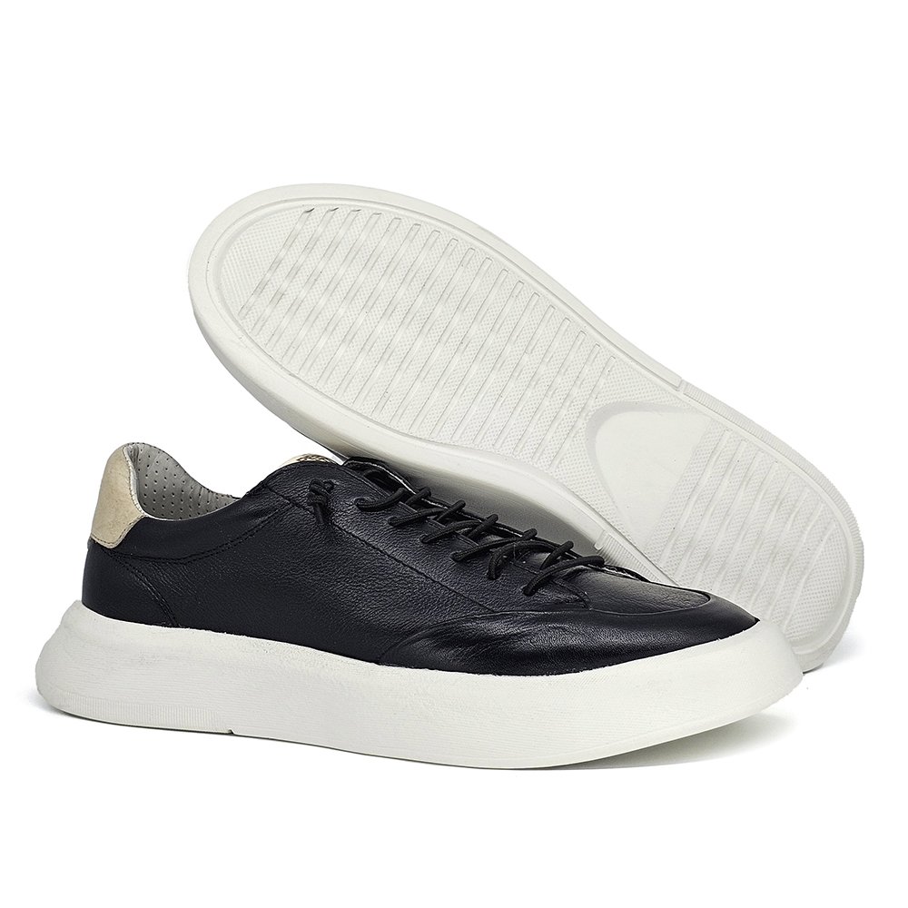 Sapatênis Masculino FLI002FC Couro Preto Off White Preto/Off White 4