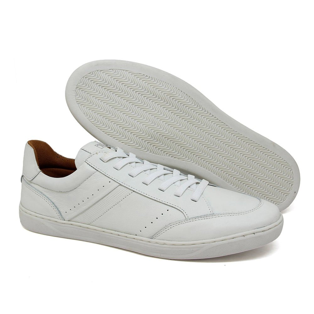 Sapatênis Masculino BIL020 Couro Gelo Branco 4