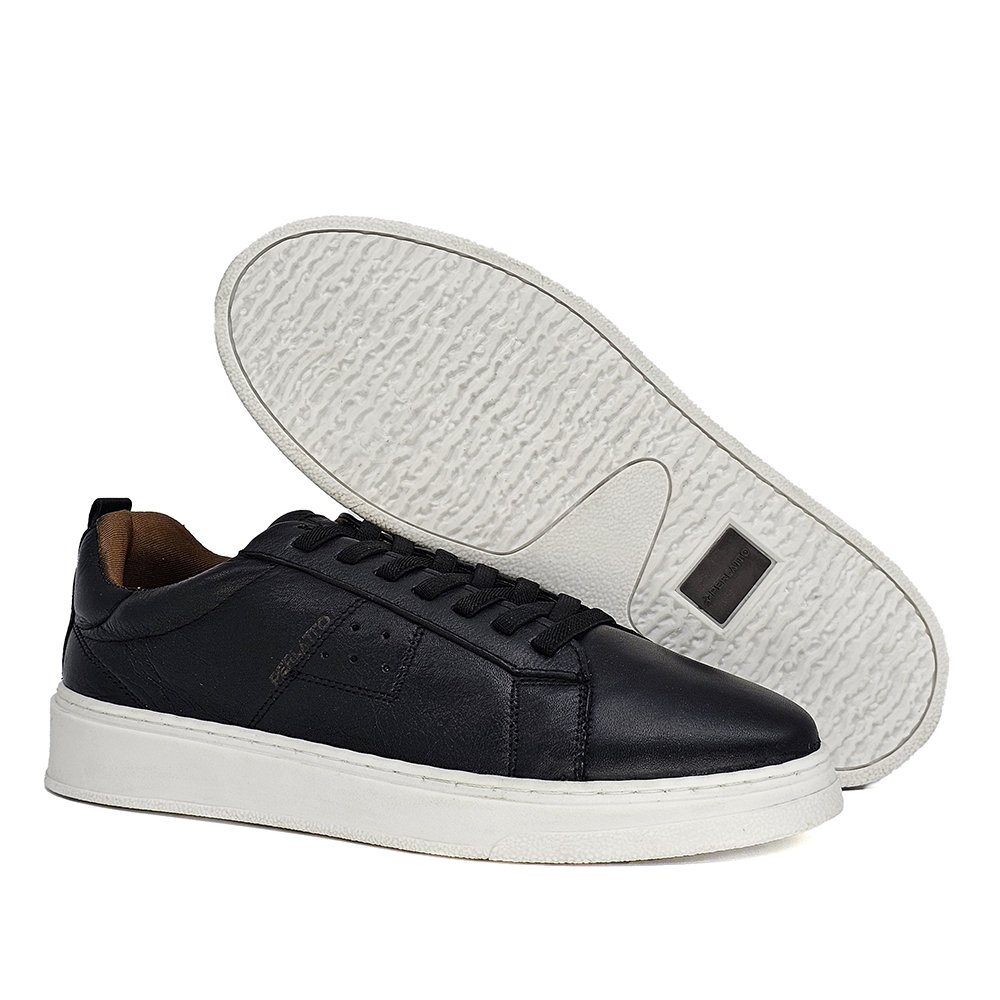 Sapatênis Masculino CLA002 Couro Preto Preto 4