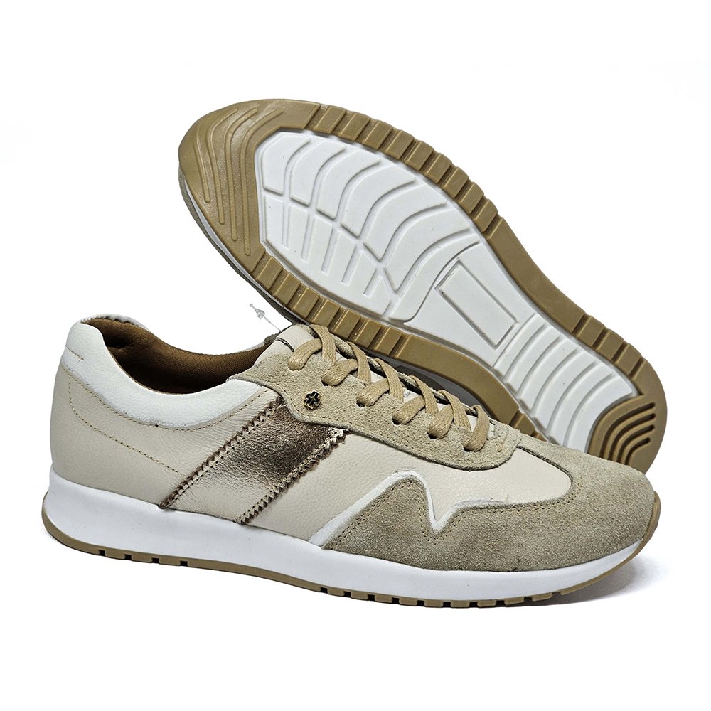 Tênis Feminino TIE28 Couro Marfim Off W Gelo Prata Velha Marfim/Prata Velha 3
