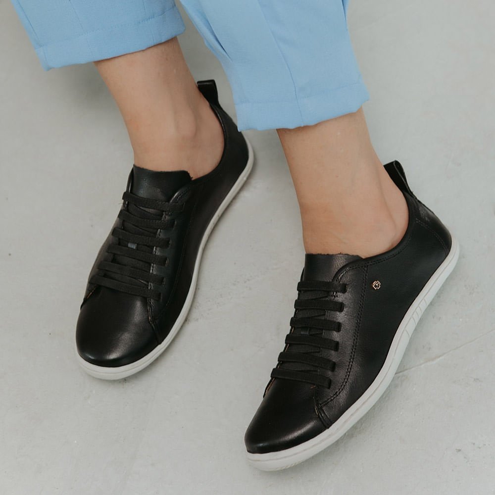 Tênis Feminino FIZ2630 Couro Preto Lustro Preto 2