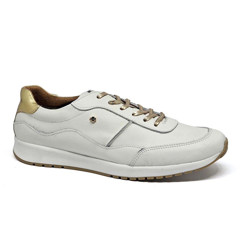 Tênis Feminino TIE23 Couro Roma Gelo Metal Ouro Gelo/Ouro 4