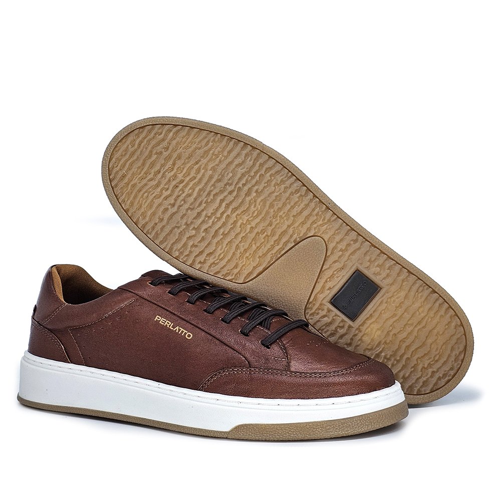 Sapatênis Masculino CLA005 Couro Mogno Marrom 3