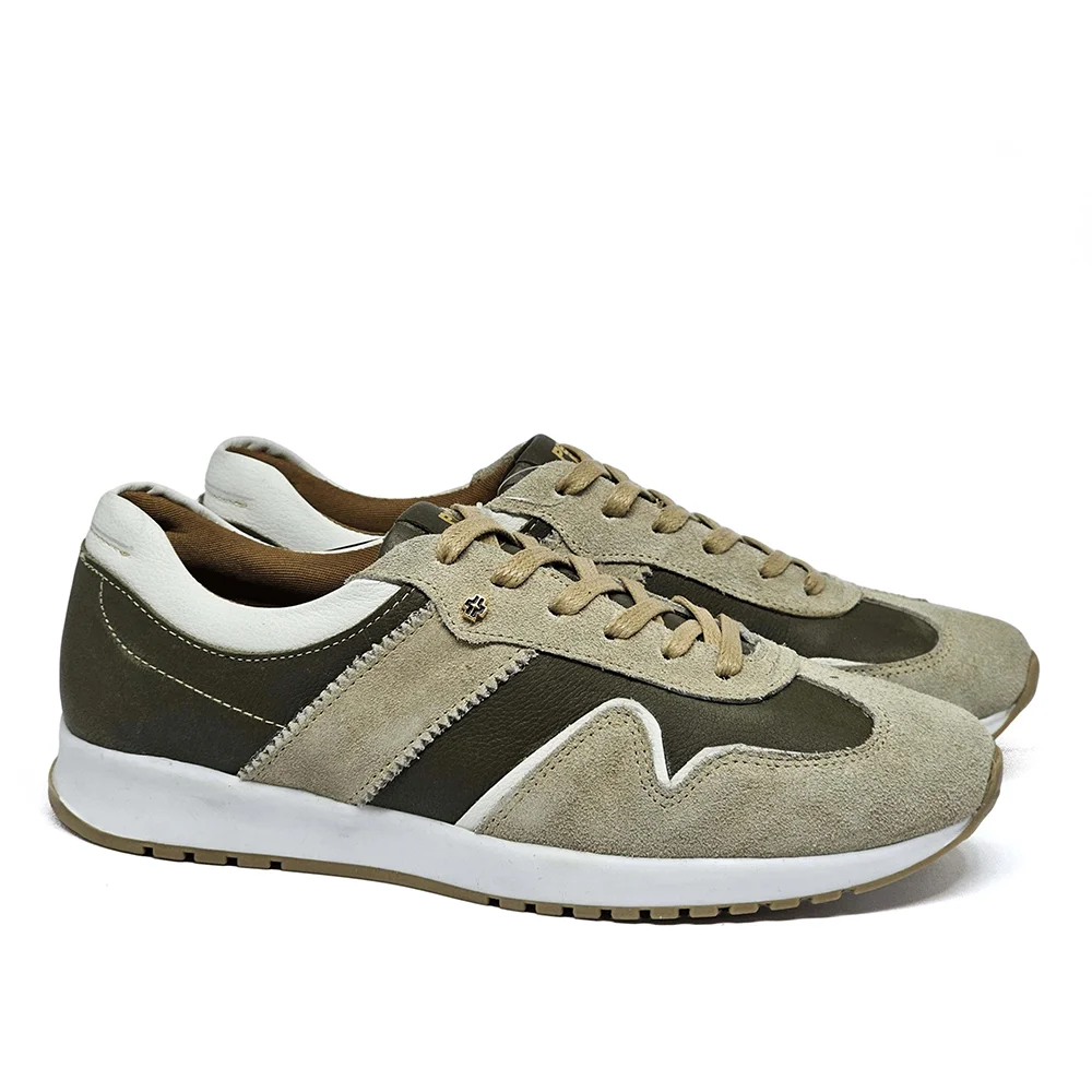 Tênis Feminino TIE28 Couro Marfim Militar Gelo Marfim/Militar 3