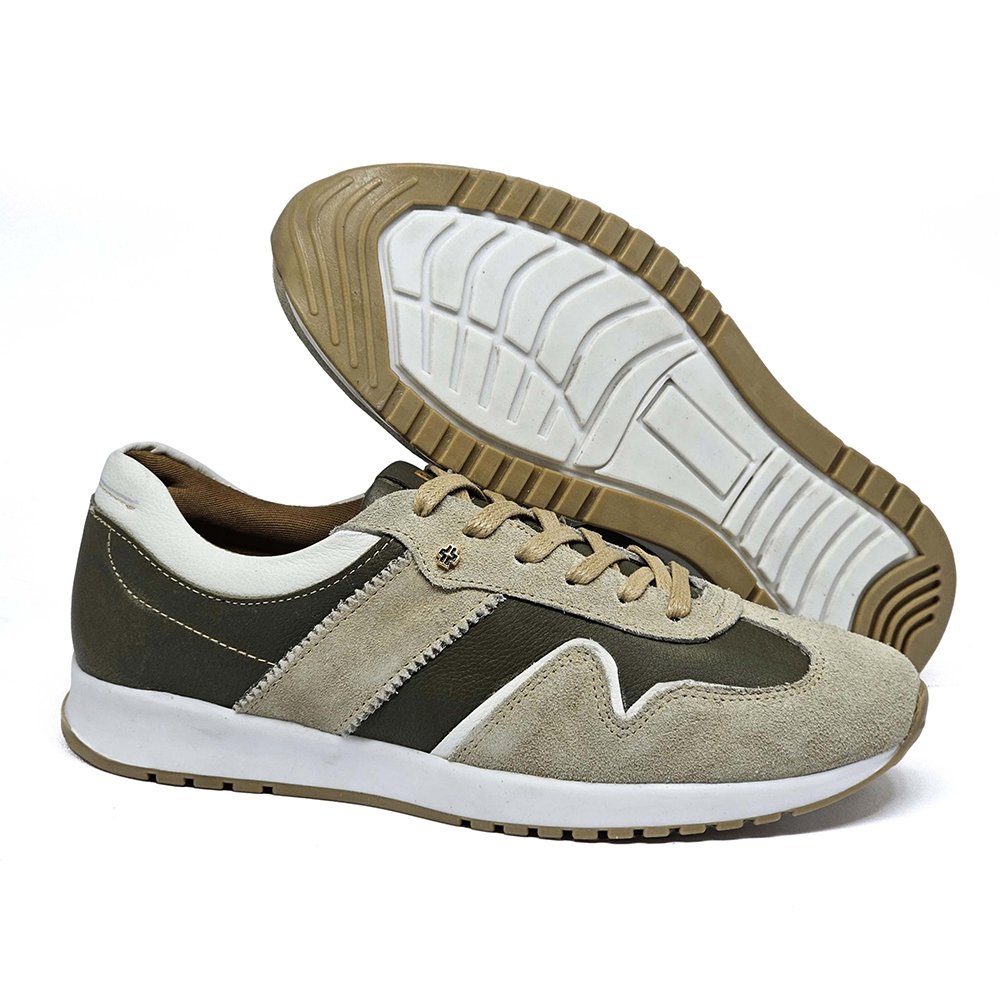 Tênis Feminino TIE28 Couro Marfim Militar Gelo Marfim/Militar 2