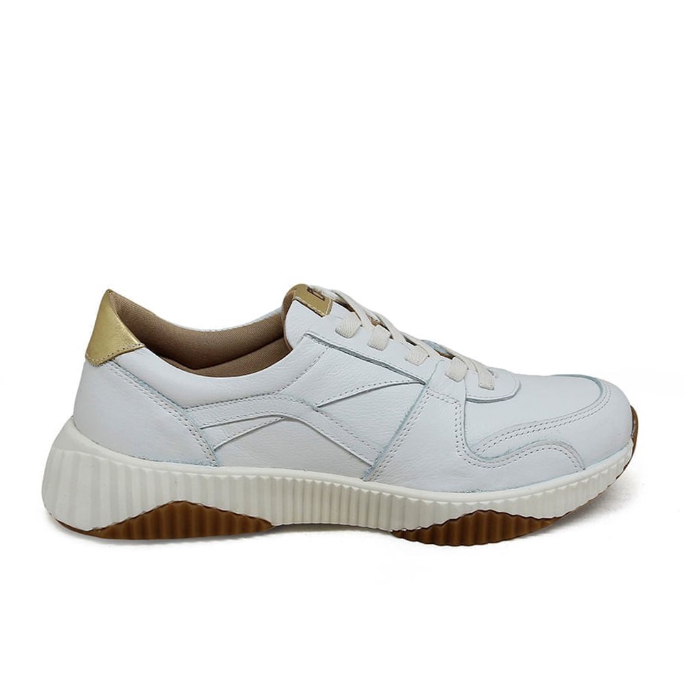 Tênis Feminino SKY001 Couro Roma Gelo Ouro
