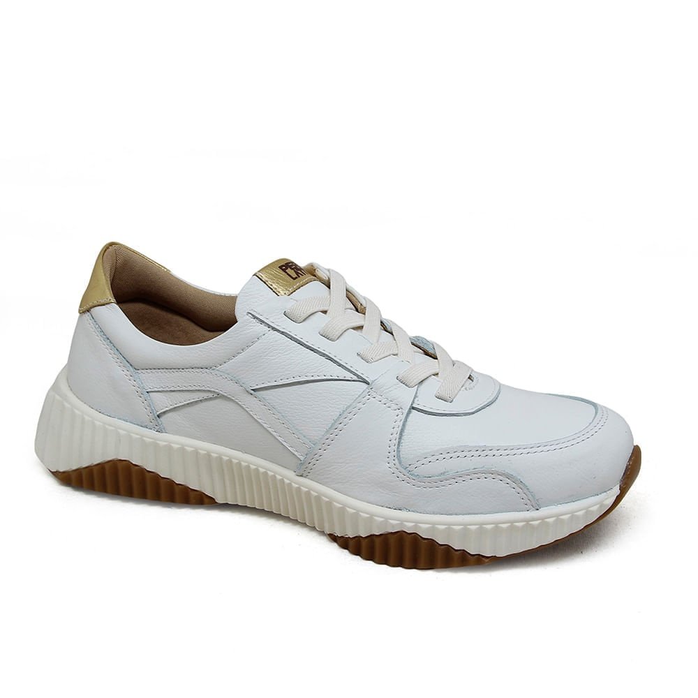 Tênis Feminino SKY001 Couro Roma Gelo Ouro Gelo/Ouro 4