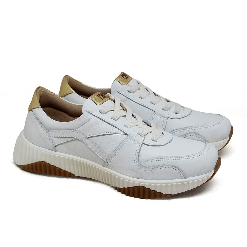 Tênis Feminino SKY001 Couro Roma Gelo Ouro Gelo/Ouro 5