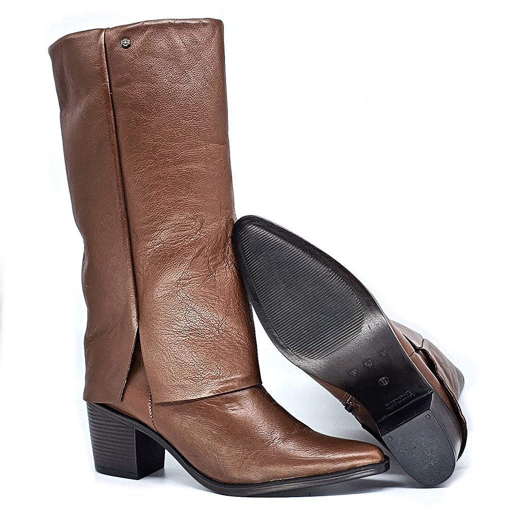 Bota Feminina Perlatto Loren Couro Mogno - LOR015-CFTBU03 Marrom 4