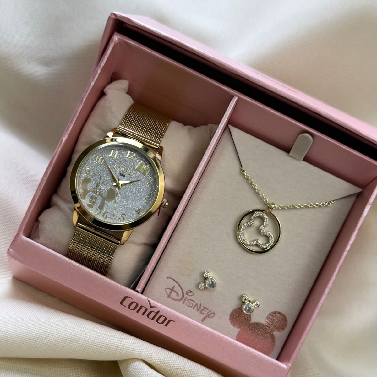 Kit Relógio Feminino Disney Minnie Condor CO2035NGI/K4K Dourado Dourado 3