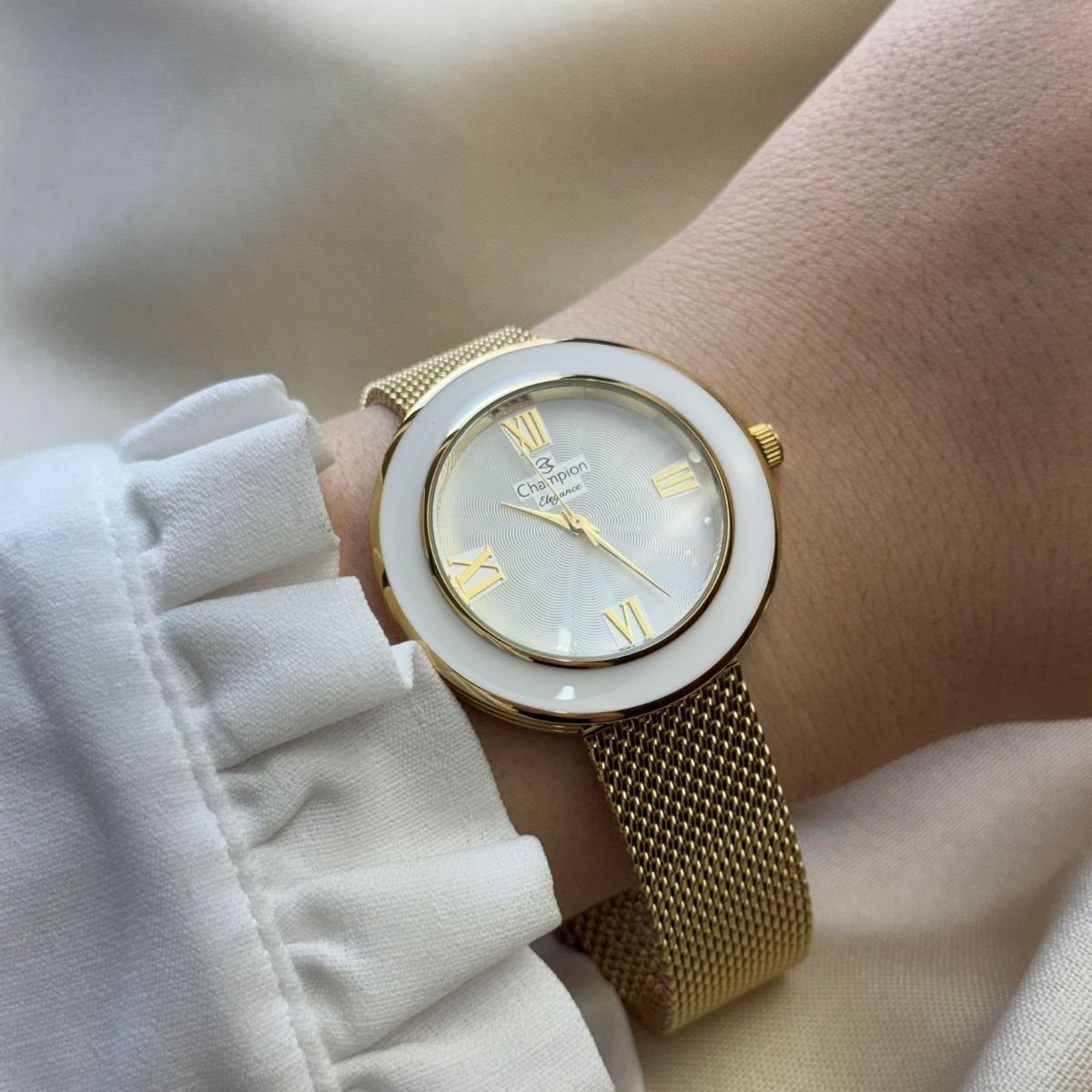 Relógio Champion Feminino CN27385H Dourado Dourado 4