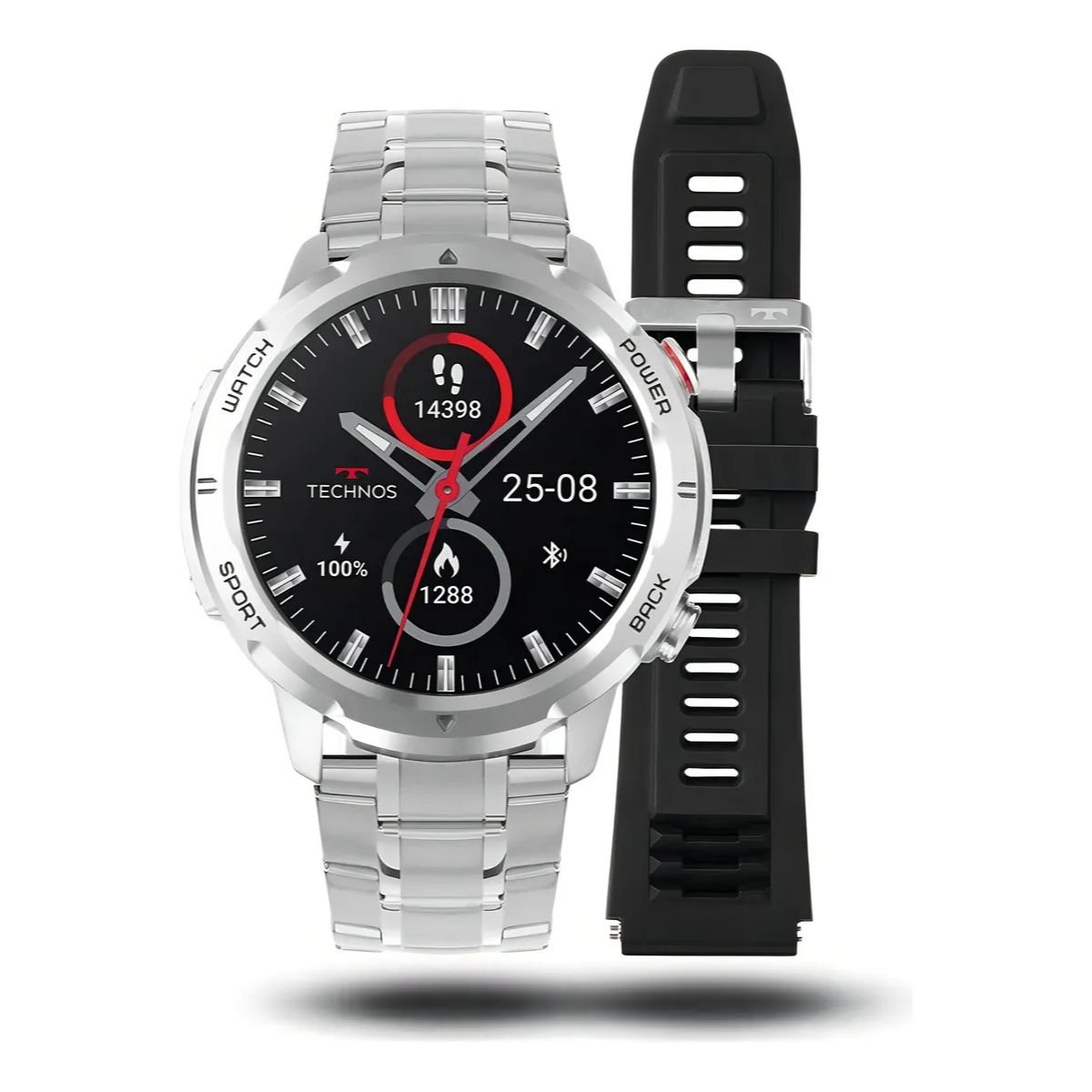 Relógio Smartwatch Masculino Technos Connect Troca Pulseira TSPORTSCAA/6K Prata