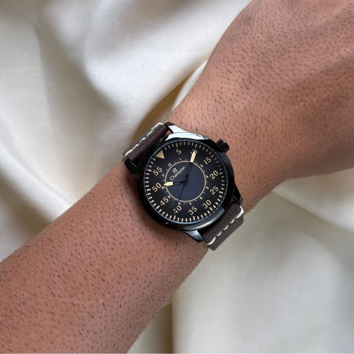 Relógio Champion Masculino com Pulseira de Couro CH30340E Preto Preto 4