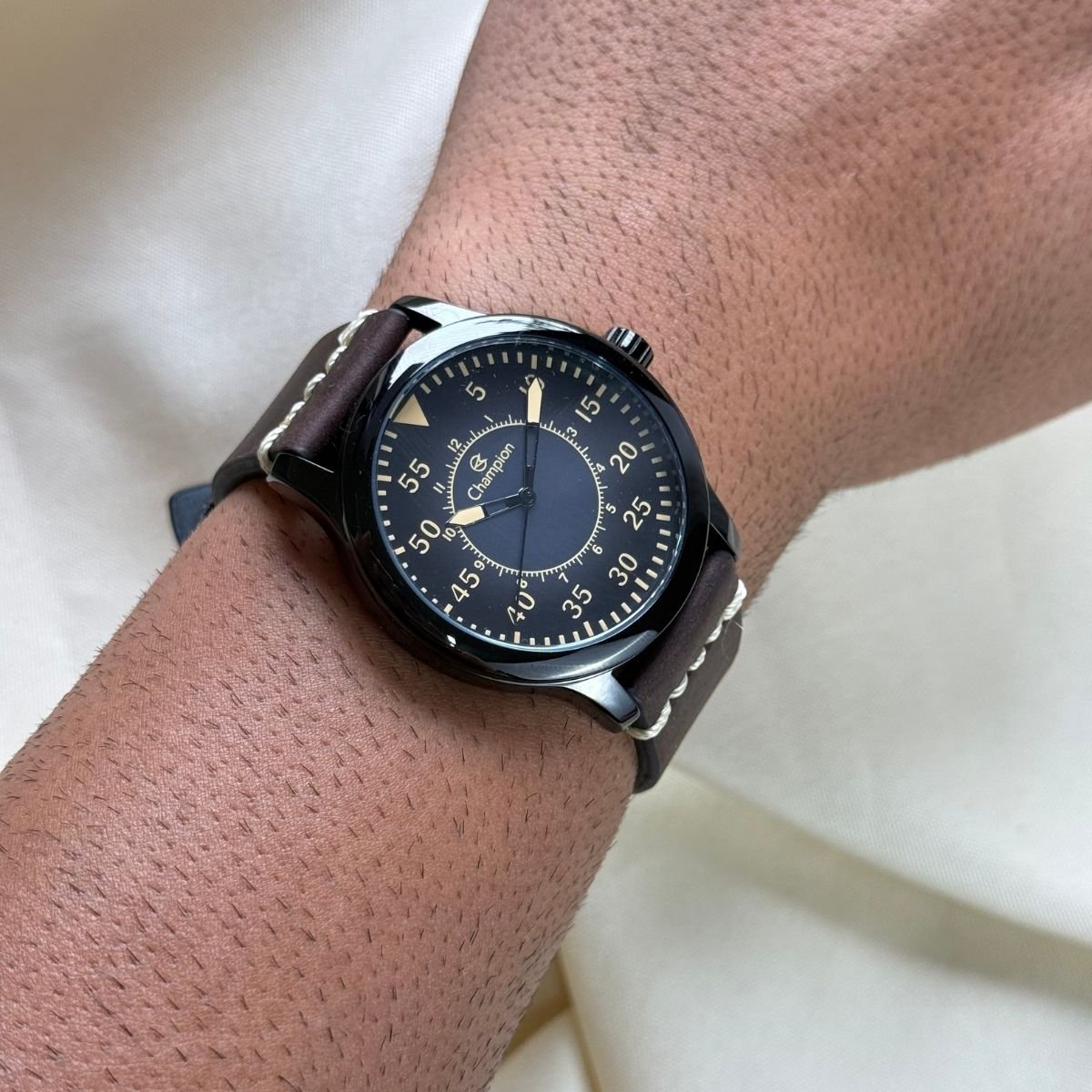 Relógio Champion Masculino com Pulseira de Couro CH30340E Preto Preto 5