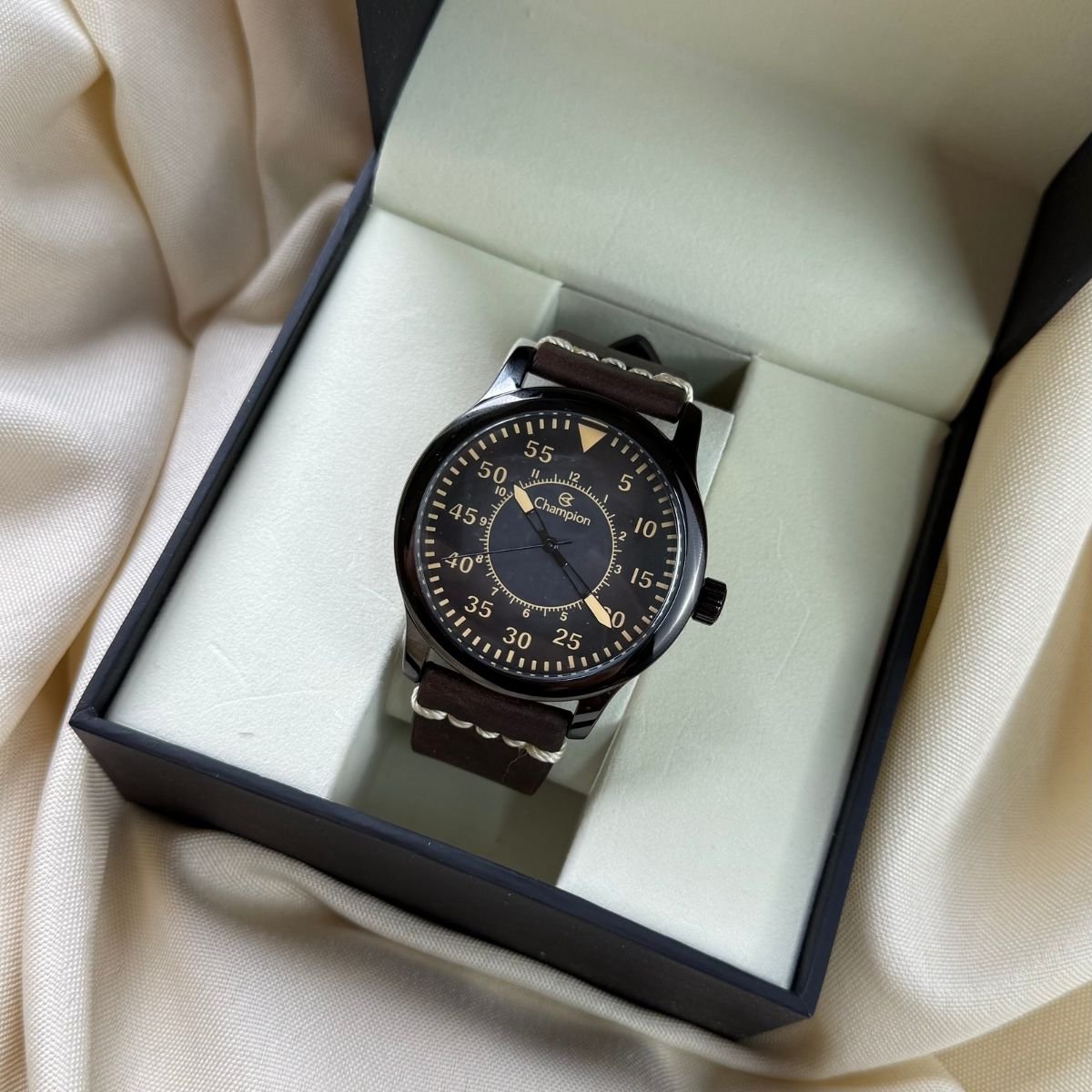 Relógio Champion Masculino com Pulseira de Couro CH30340E Preto Preto 6