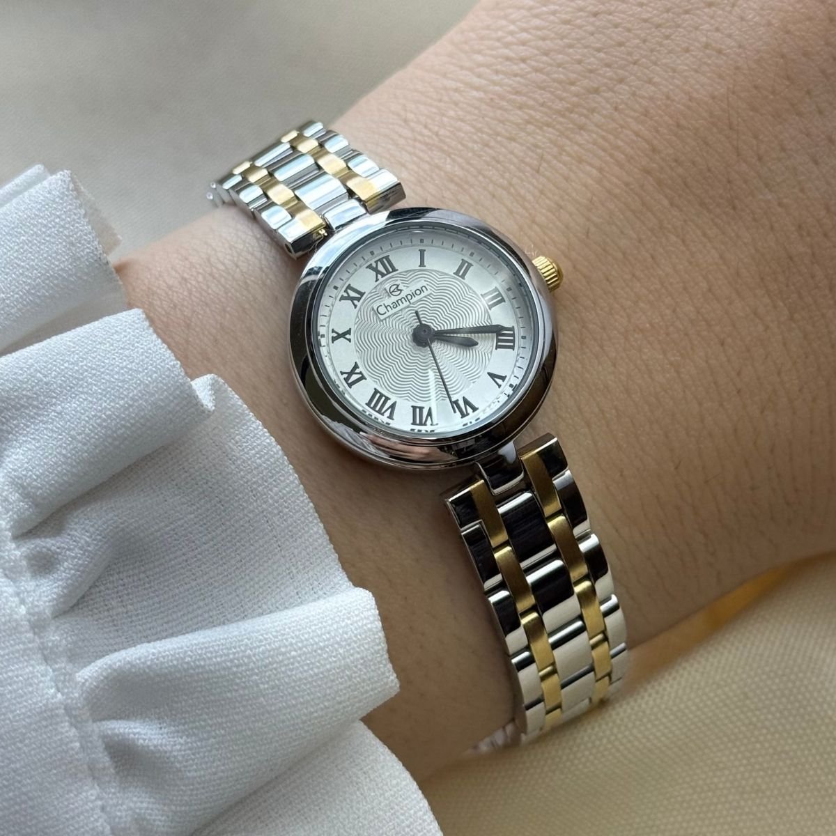 Relógio Champion Feminino CF26124B Prata Prata/Dourado 3