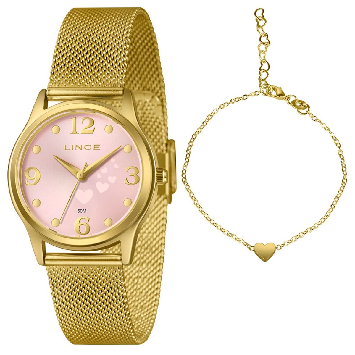 Kit Relógio Lince Feminino LRGM061L34 K0IZR2KX Dourado