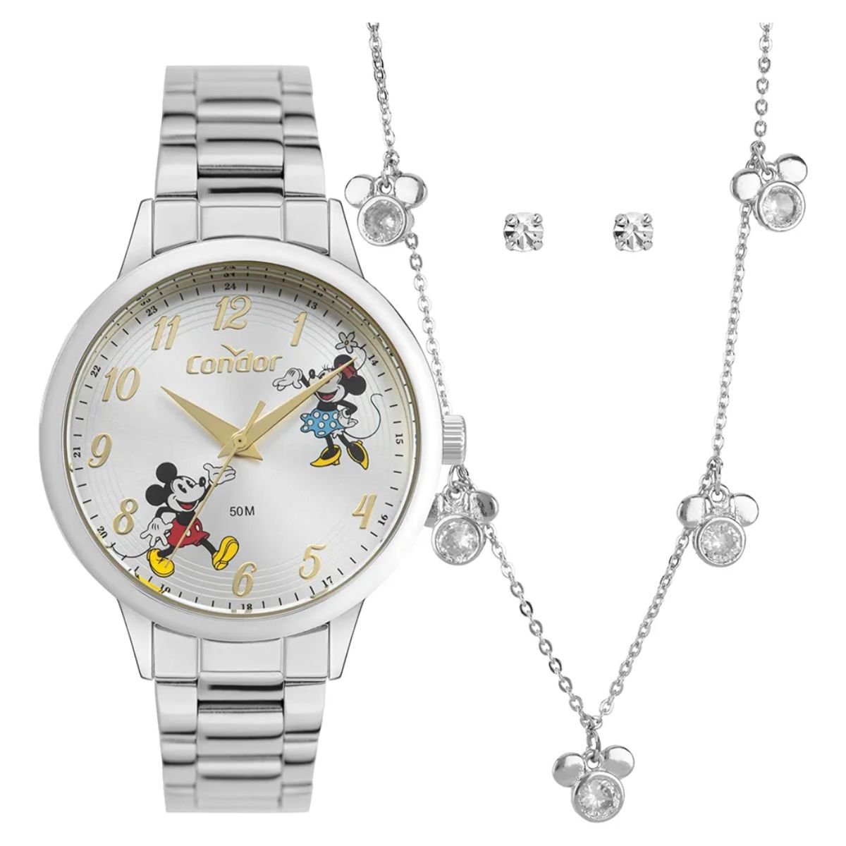 Relógio Condor Disney Mickey e Minnie Feminino CO2035NVX/K4K Prata