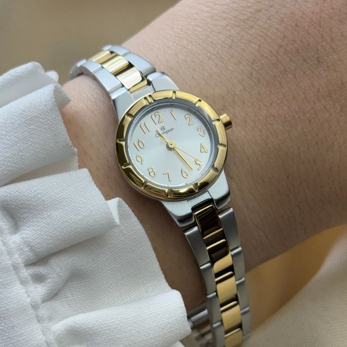 Relógio Champion Feminino CN24940S Prata Prata/Dourado 4