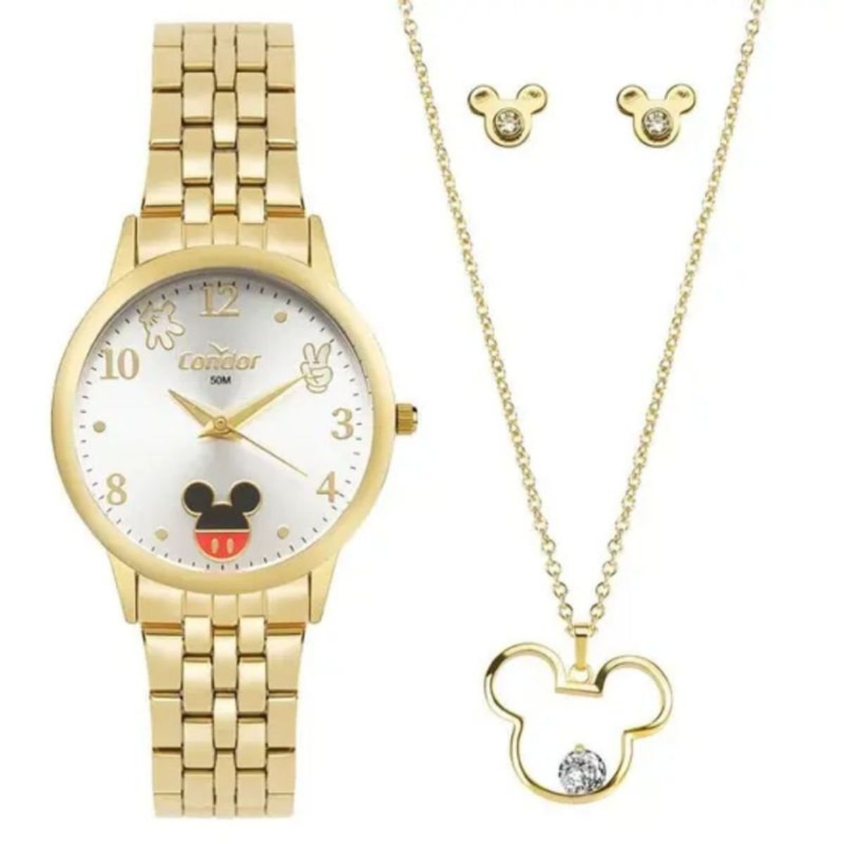Kit Relógio Feminino Disney Mickey Condor CO2035NHE/K4K Dourado